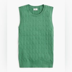 J. Crew Vibrant Green Cotton Cable Knit Sweater Shell size Large